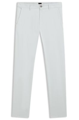 스트레치 코튼 새틴 슬림 핏 치노, 화이트