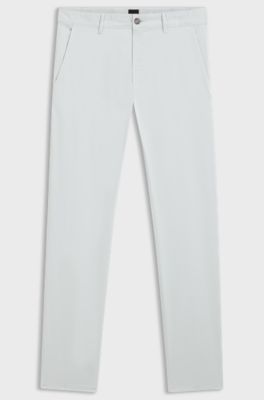 Slim-fit chinos in stretch-cotton satin, White