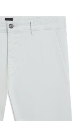 스트레치 코튼 새틴 슬림 핏 치노, 화이트