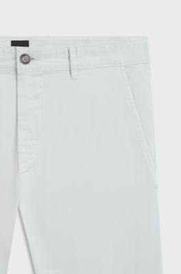 Slim-fit chinos in stretch-cotton satin, White