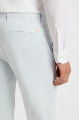 Slim-fit chinos in stretch-cotton satin, White