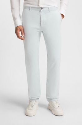 Slim-fit chinos in stretch-cotton satin, White