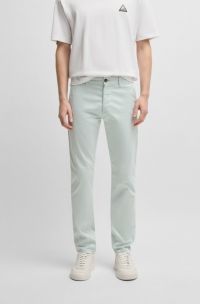 Slim-fit chinos in stretch-cotton satin, White