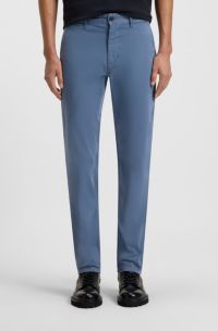 Slim-fit trousers in stretch-cotton satin, Blue