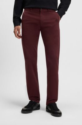Chino Slim en satin de coton stretch, Rouge sombre