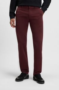 Chinos slim fit de raso de algodón elástico, Rojo oscuro