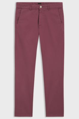 Slim-Fit Hose aus &uuml;berf&auml;rbtem elastischem Satin, Rot