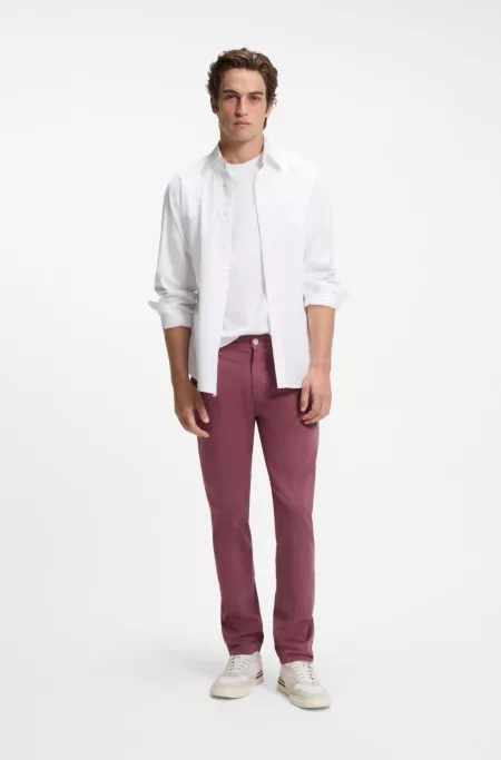 Slim-Fit Chino aus elastischem Baumwoll-Satin