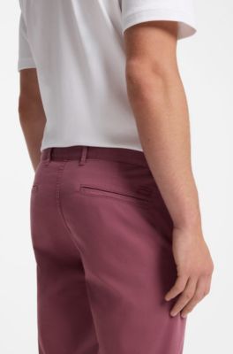 Slim-Fit Hose aus &uuml;berf&auml;rbtem elastischem Satin, Rot