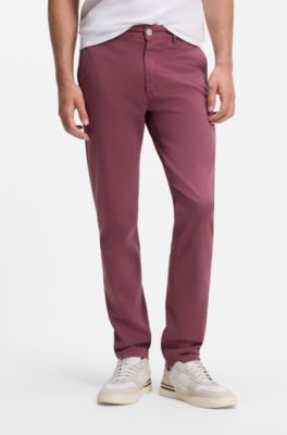 Slim-Fit Hose aus &uuml;berf&auml;rbtem elastischem Satin, Rot