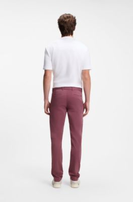 Slim-Fit Hose aus &uuml;berf&auml;rbtem elastischem Satin, Rot