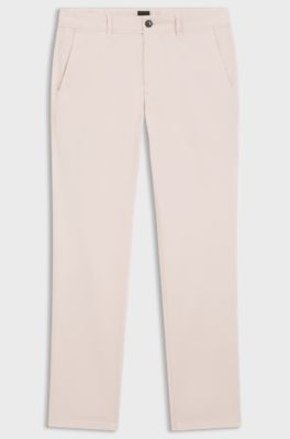 Slim-fit trousers in overdyed stretch satin, light pink