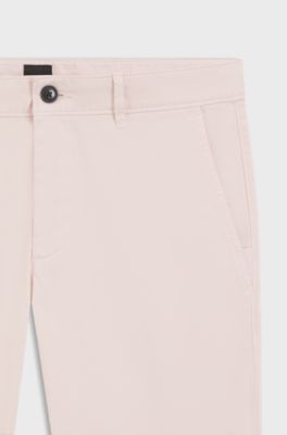 Slim-fit chinos in stretch-cotton satin, light pink