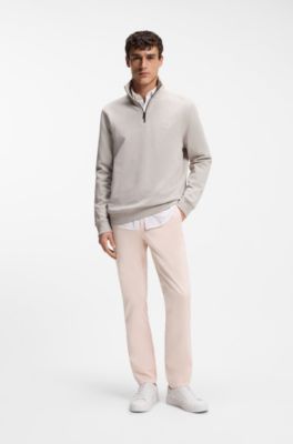 Slim-fit chinos in stretch-cotton satin, light pink