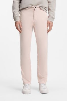 Slim-fit trousers in overdyed stretch satin, Light Pink