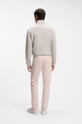 Slim-fit trousers in overdyed stretch satin, light pink