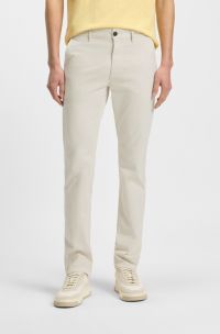 Slim-fit satijnen chino van stretchkatoen, Lichtbeige
