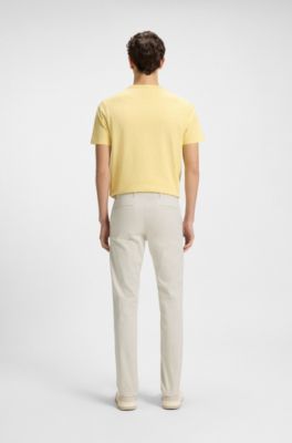 Slim-fit chinos in stretch-cotton satin, Light Beige