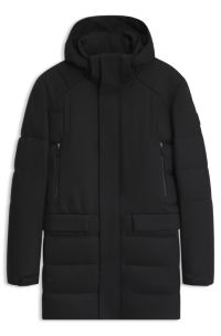 Parka repelente al agua con capucha y relleno de plum&oacute;n, Negro