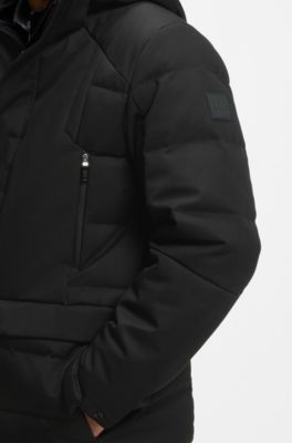Water-repellent hooded parka with down filling, Black