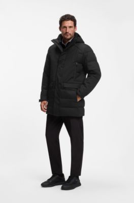 Water-repellent hooded parka with down filling, Black