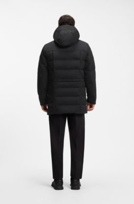 Water-repellent hooded parka with down filling, Black
