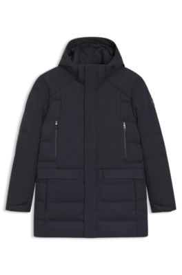 Water-repellent hooded parka with down filling, Dark Blue