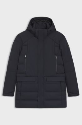 Waterafstotende parka met capuchon en donsvulling, Donkerblauw