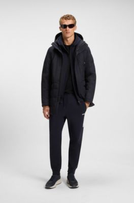 Water-repellent hooded parka with down filling, Dark Blue