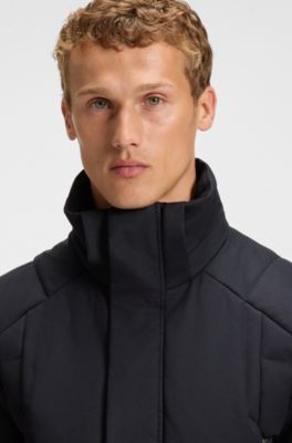 Parka repelente al agua con capucha y relleno de plum&oacute;n, Azul oscuro