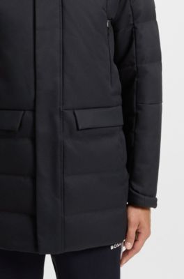 Parka repelente al agua con capucha y relleno de plum&oacute;n, Azul oscuro