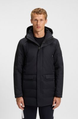 Water-repellent hooded parka with down filling, Dark Blue