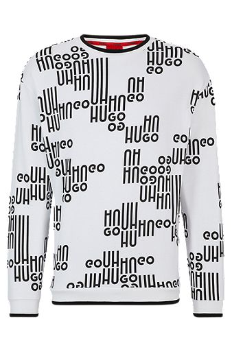 Cotton-terry relaxed-fit sweatshirt with logo print, White