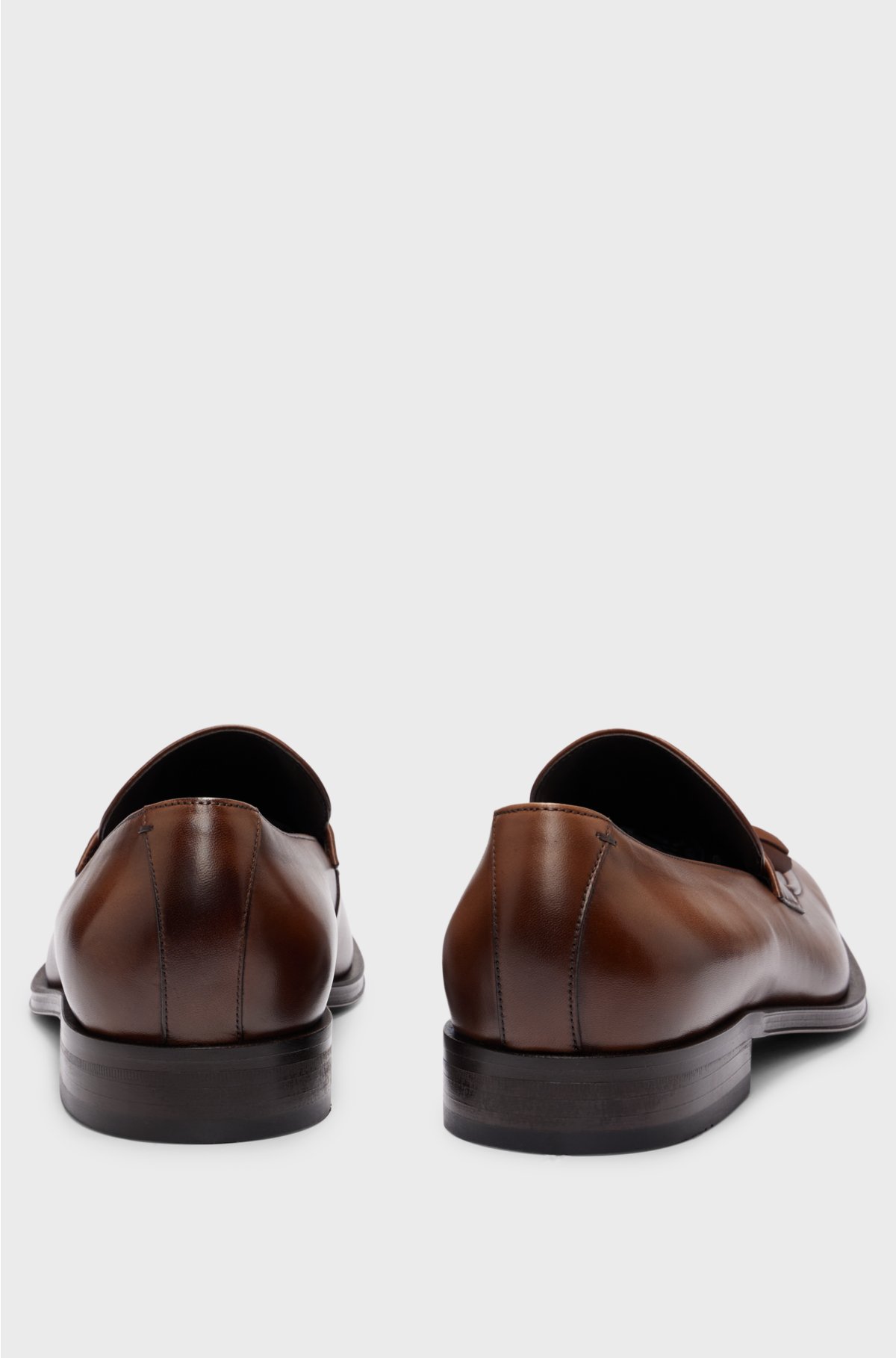Leather loafers with tassel trim, Brown