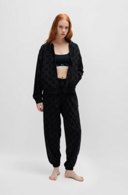 HUGO - Sweat à capuche Regular en molleton avec étiquette logotée - Noir