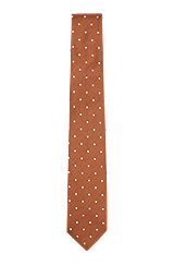Silk-jacquard tie with dot motif, Brown