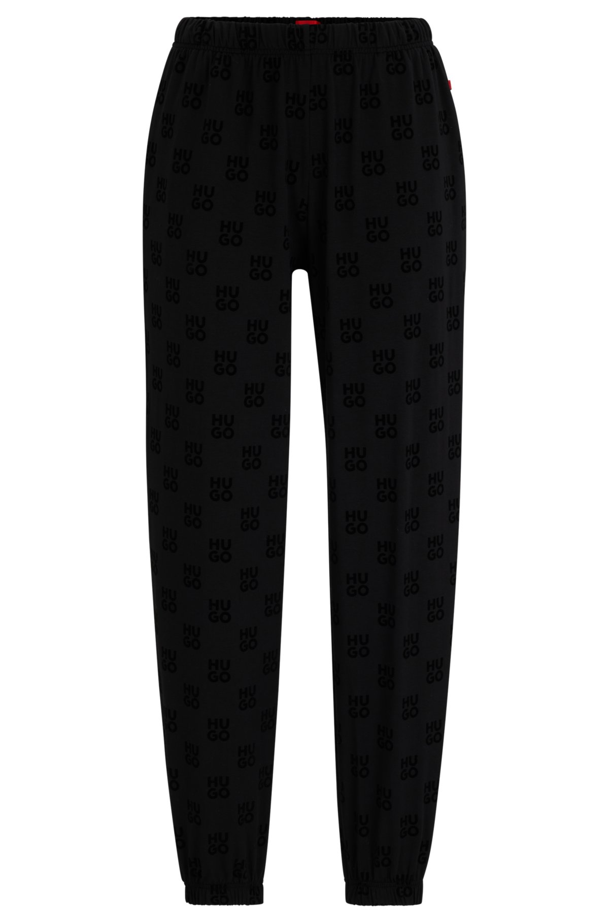 Tracksuit bottoms in stretch fabric with stacked logos, Black