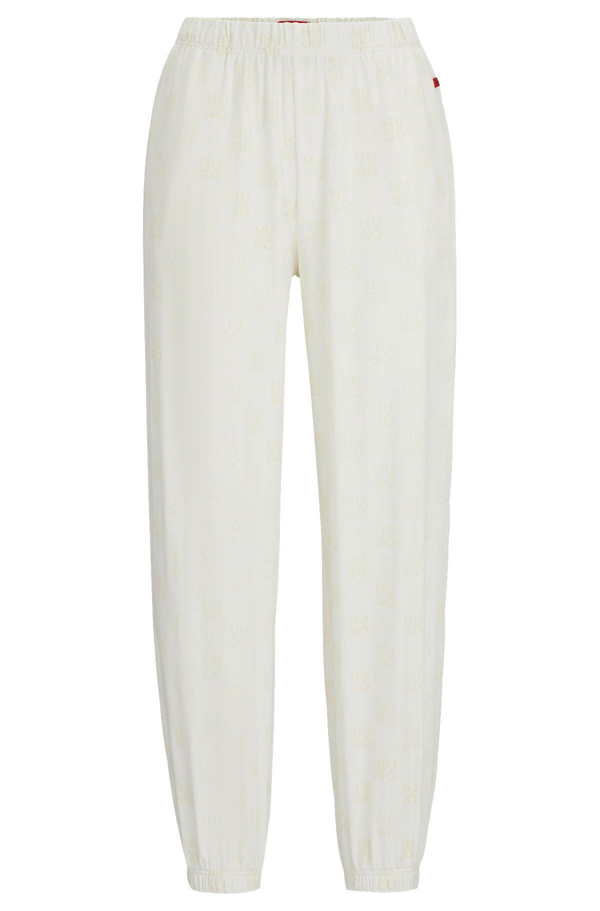Tracksuit bottoms in stretch fabric with stacked logos, White