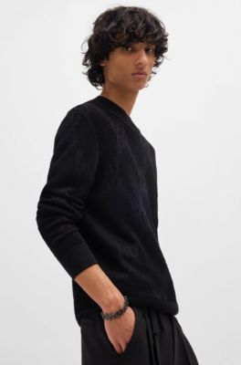 Chain cuff with inserted logo letters, Black