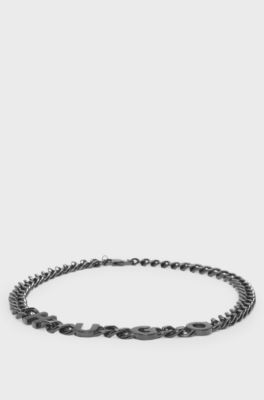 Curb-chain necklace with inserted logo letters, Black