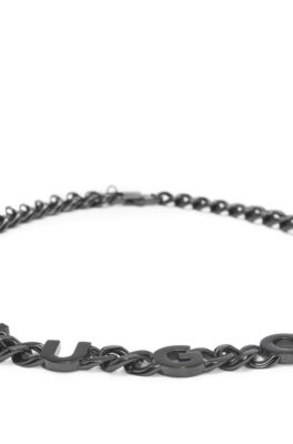Curb-chain necklace with inserted logo letters, Black