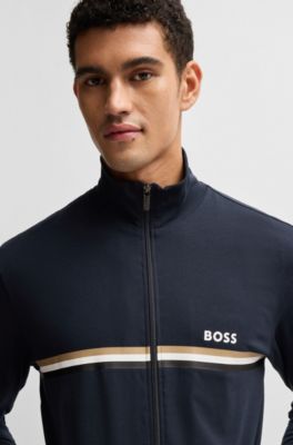 BOSS Stretchcotton loungewear set with signature stripes and logos