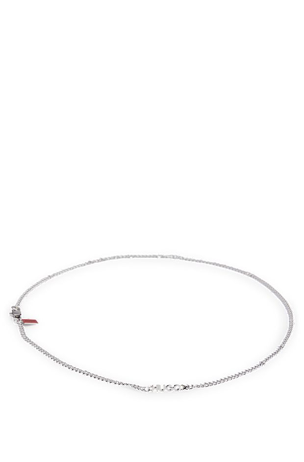 Chain necklace with logo plaque, Silver