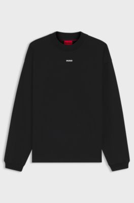 Cotton-jersey relaxed-fit T-shirt with logo print, Black