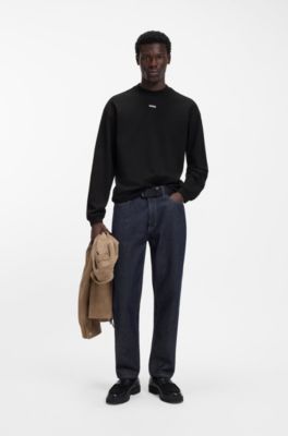 Cotton-jersey relaxed-fit T-shirt with logo print, Black