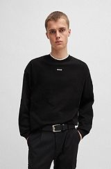 Cotton-jersey relaxed-fit T-shirt with logo print, Black