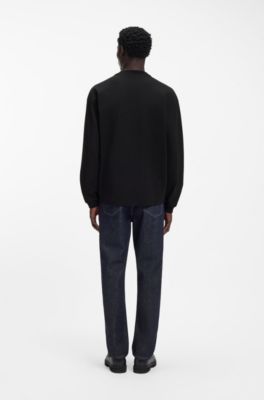 Cotton-jersey relaxed-fit T-shirt with logo print, Black