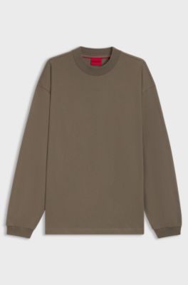 Camiseta relaxed fit en punto de algod&oacute;n con logo estampado, Marr&oacute;n