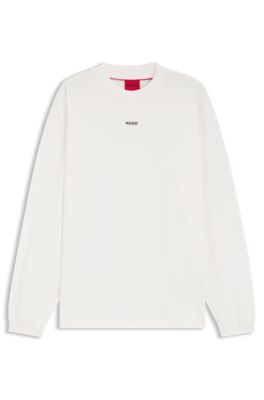 Cotton-jersey relaxed-fit T-shirt with logo print, White