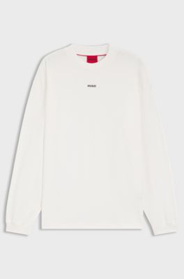 Cotton-jersey relaxed-fit T-shirt with logo print, Natural